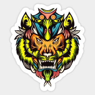 Tiger Colorful Head Illustration Sticker